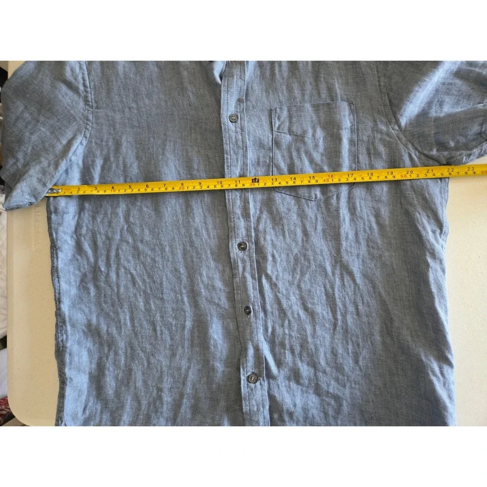 Banana Republic Mens Blue 100% Linen Short Sleeve Button Down Shirt Medium